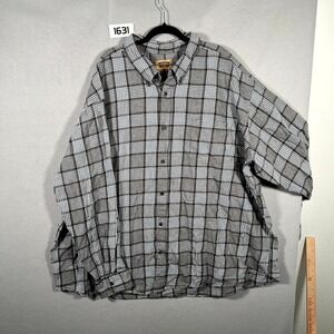 The Foundry Supply Co Flannel Shirt Mens 4XL Gray White Plaid Cotton Button Up
